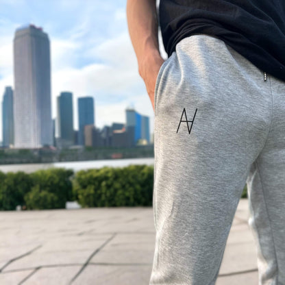 grey sweatpants with logo