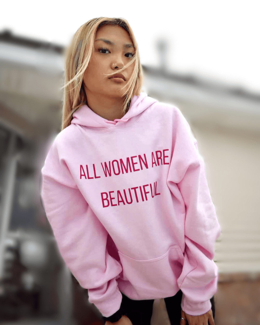 All Women Are Beautiful Light Pink Hoodie