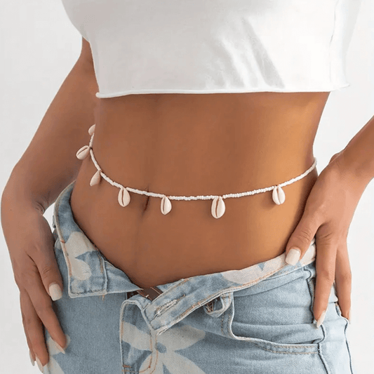 Beaded Shell Waist Chain with Clasp