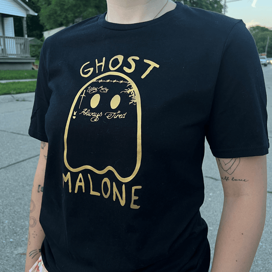 ghost malone black and gold halloween tee