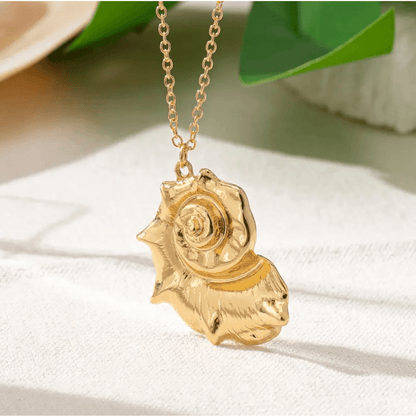 Ocean Spiral Shell Gold Necklace