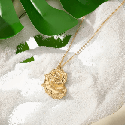 Ocean Spiral Shell Gold Necklace