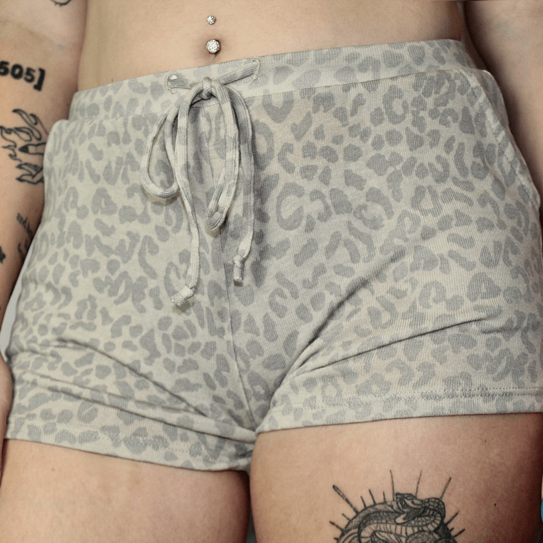 Brown Leopard Print Cozy Shorts