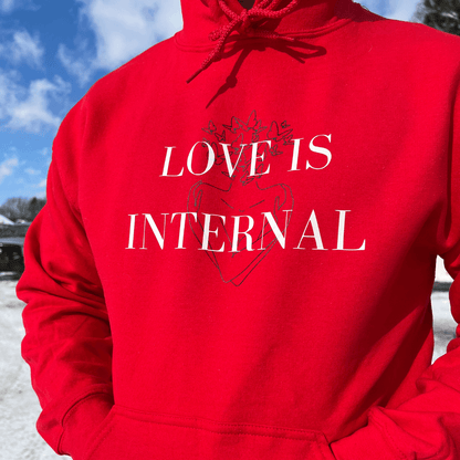 Love is Internal Graphic Hoodie in Red