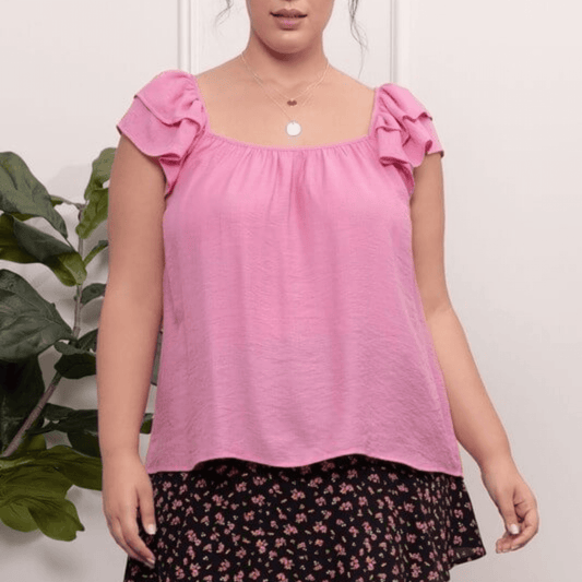 plus pink ruffle blouse aubrey's aesthetics