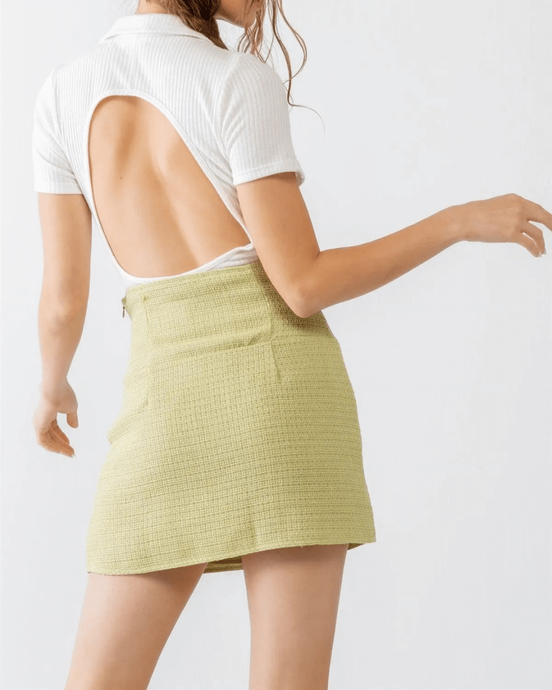 Kiwi Tweed High Waist Preppy Mini Skirt