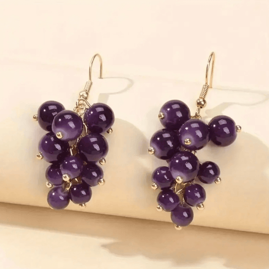 Grape Cluster Cottagecore Aesthetic Dangle Earrings