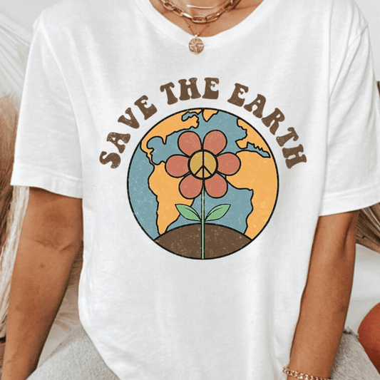 save the earth peace hippie tee