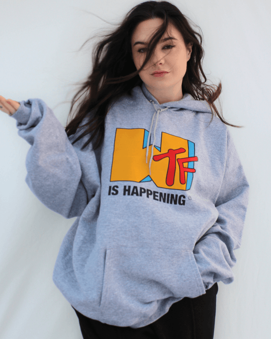 "WTF" is Happening Grey Hooded Sweatshirt