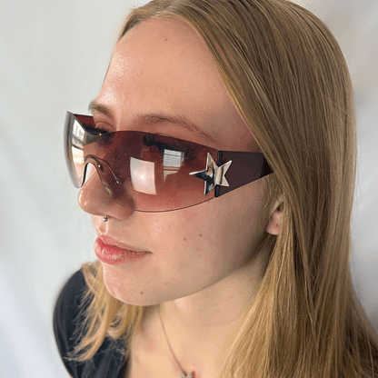 Brown Y2K Star Sunglasses