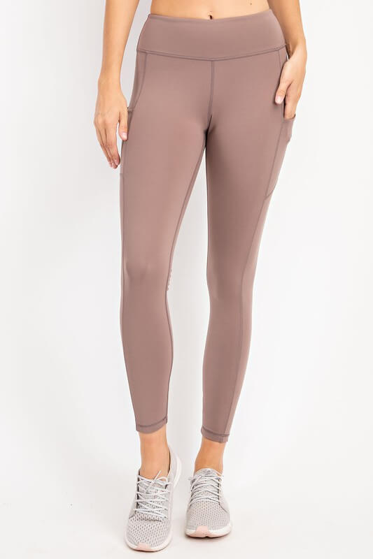 almond workout leggings with pockets
