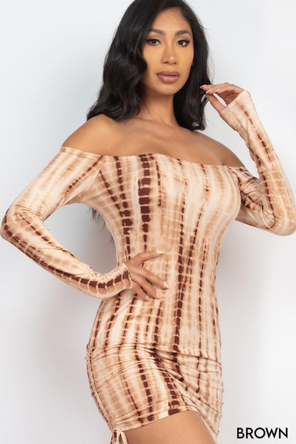 Off Shoulder Ruched Bodycon Mini Dress