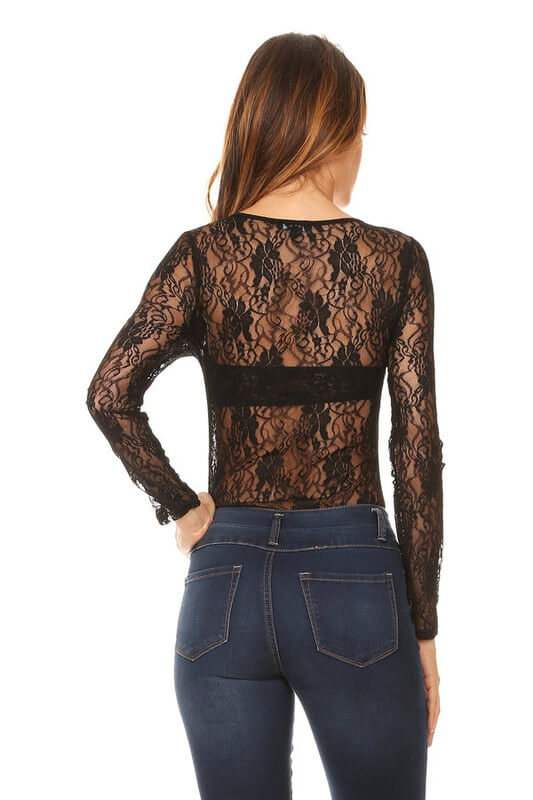 back of lace floral bodysuit