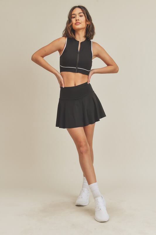 active tennis skirt with shorts black