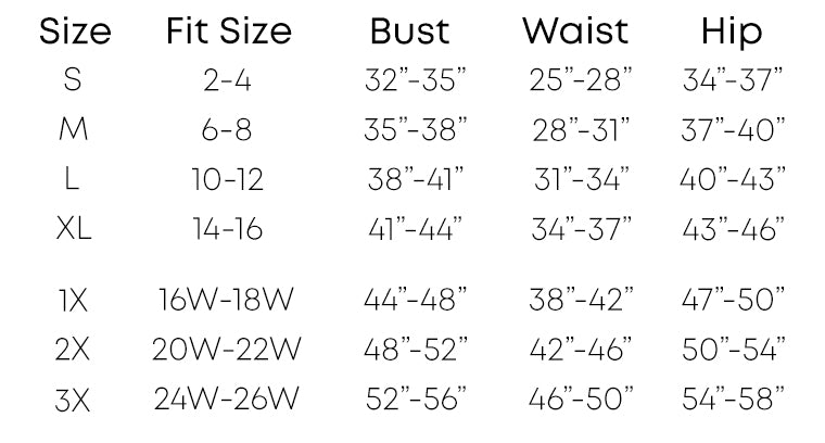 active skirt with shorts size chart