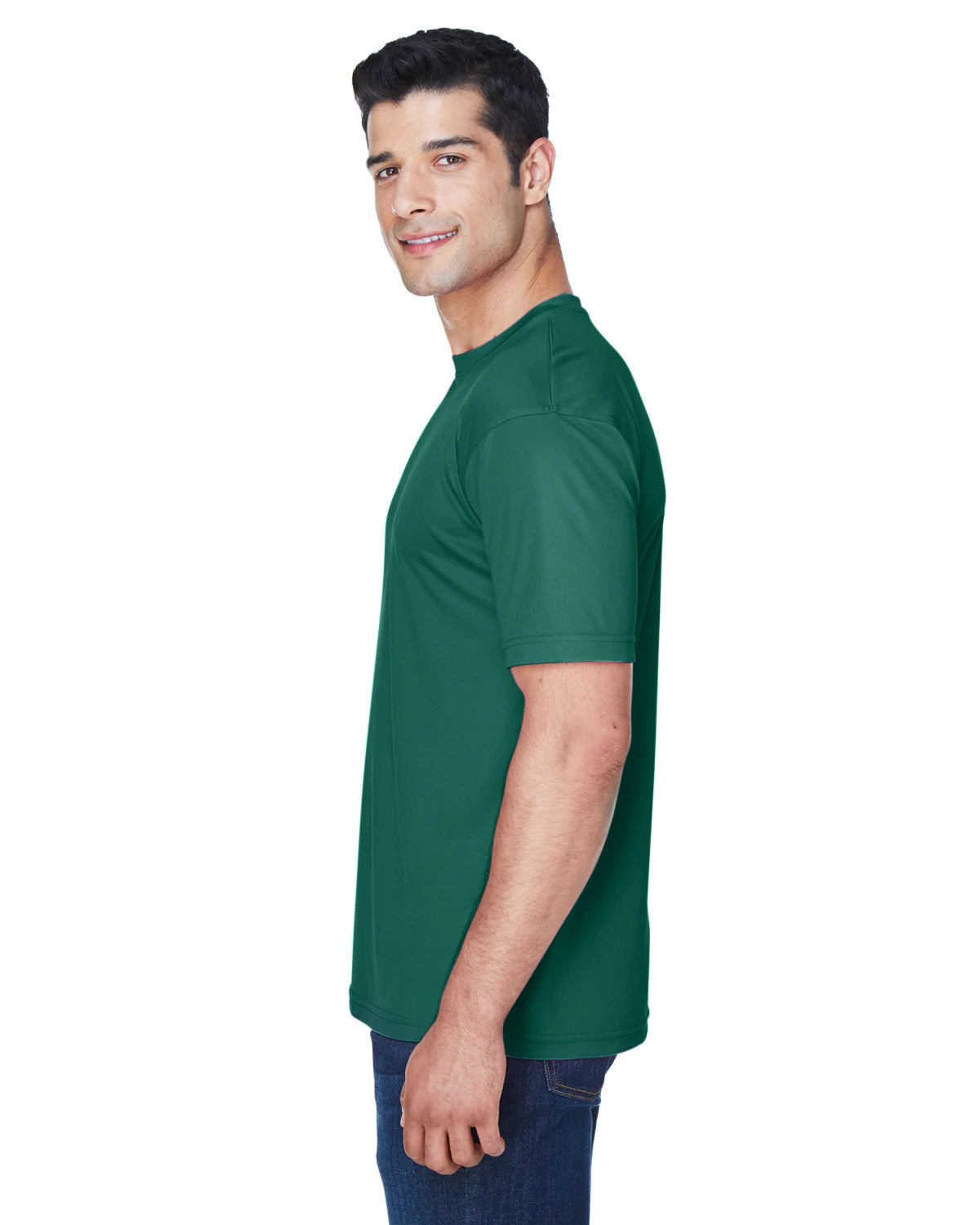 side of active forest green tee