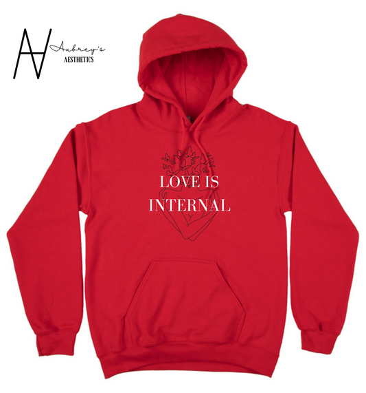 love is internal red hoodie